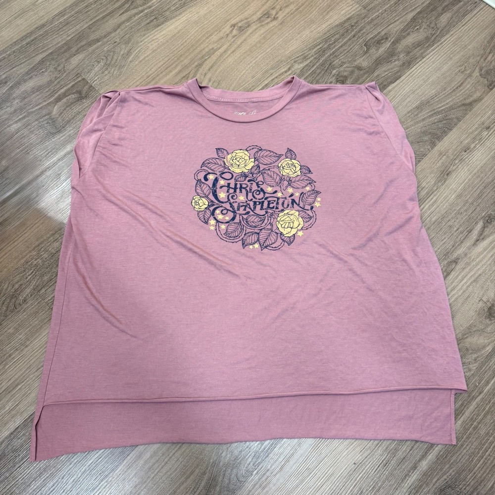 Midnight Rider Chris Stapleton Graphic Muscle Tee Mauve XXL High Low Hem Top